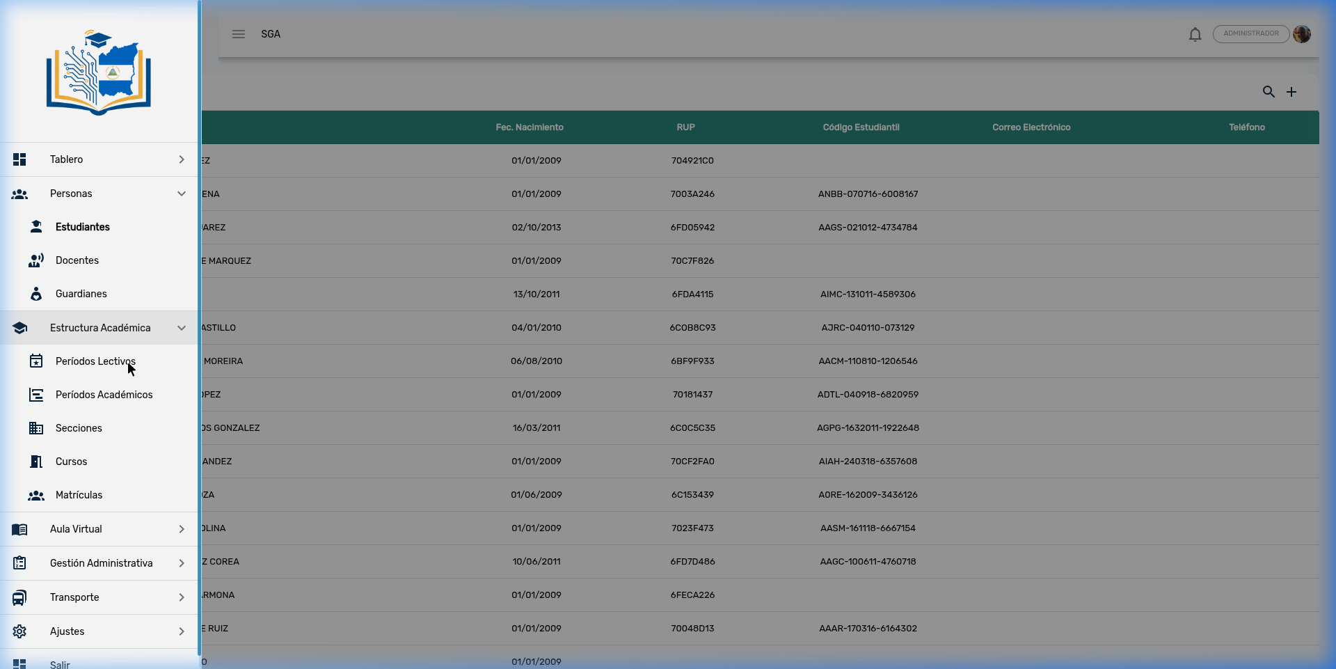 Módulo de Personas — Listado de Estudiantes