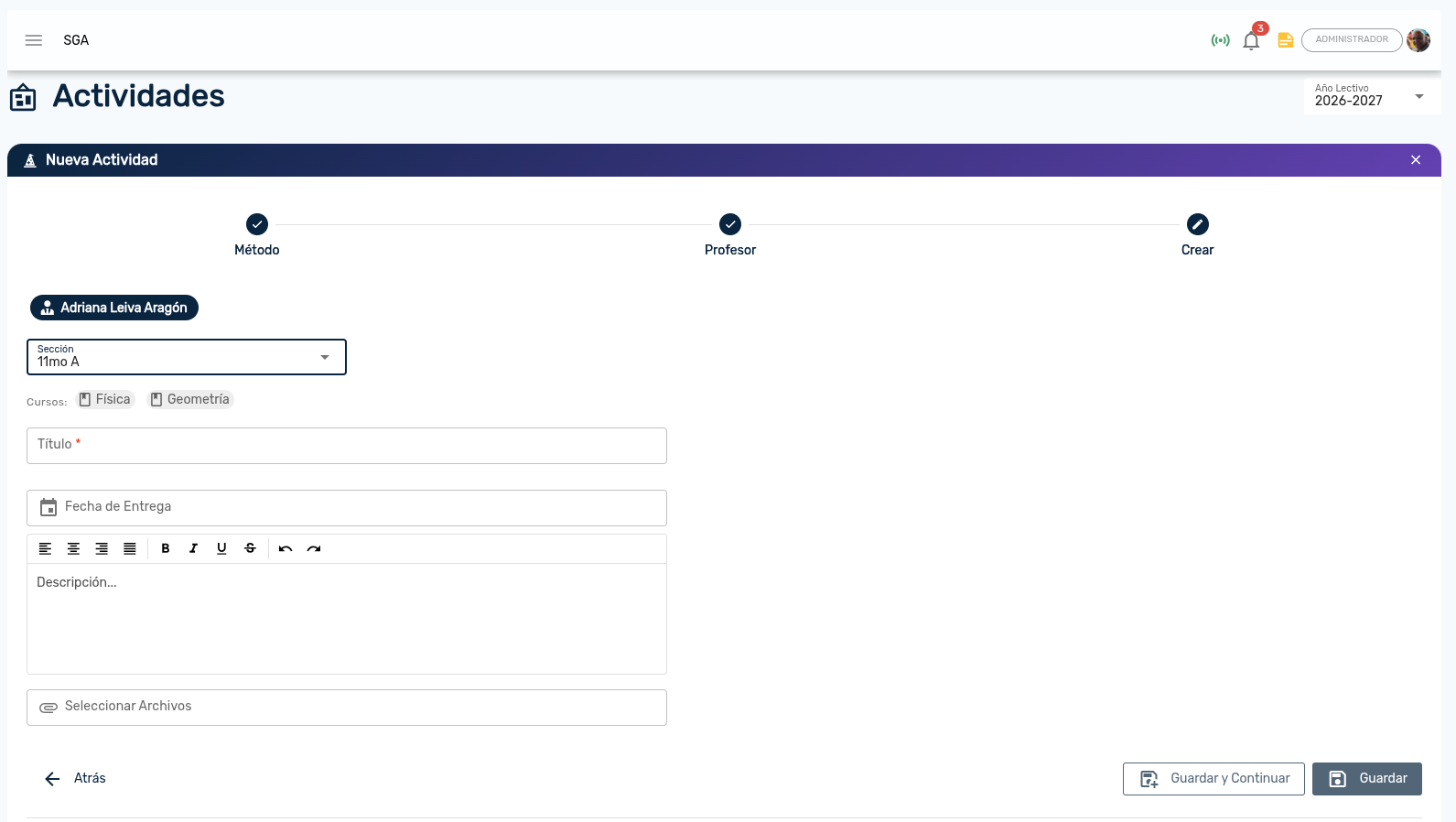 Seguimiento de actividades asignadas y visualización de detalles