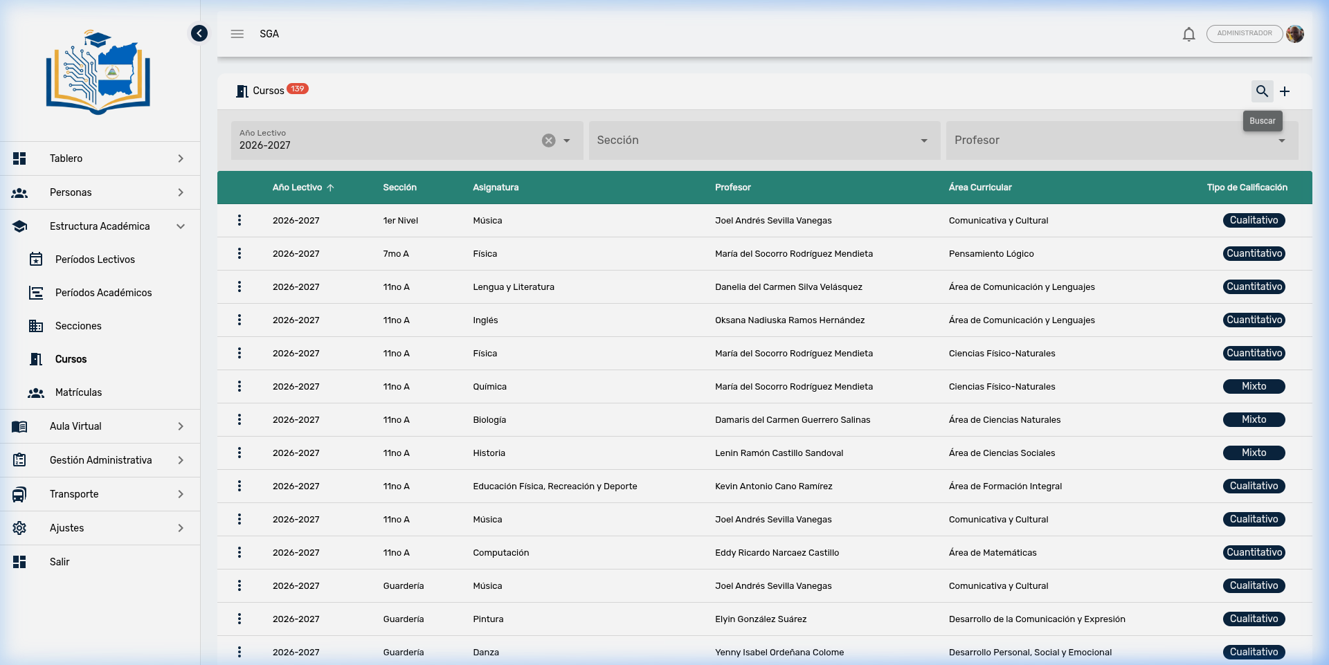 Barra de búsqueda de cursos