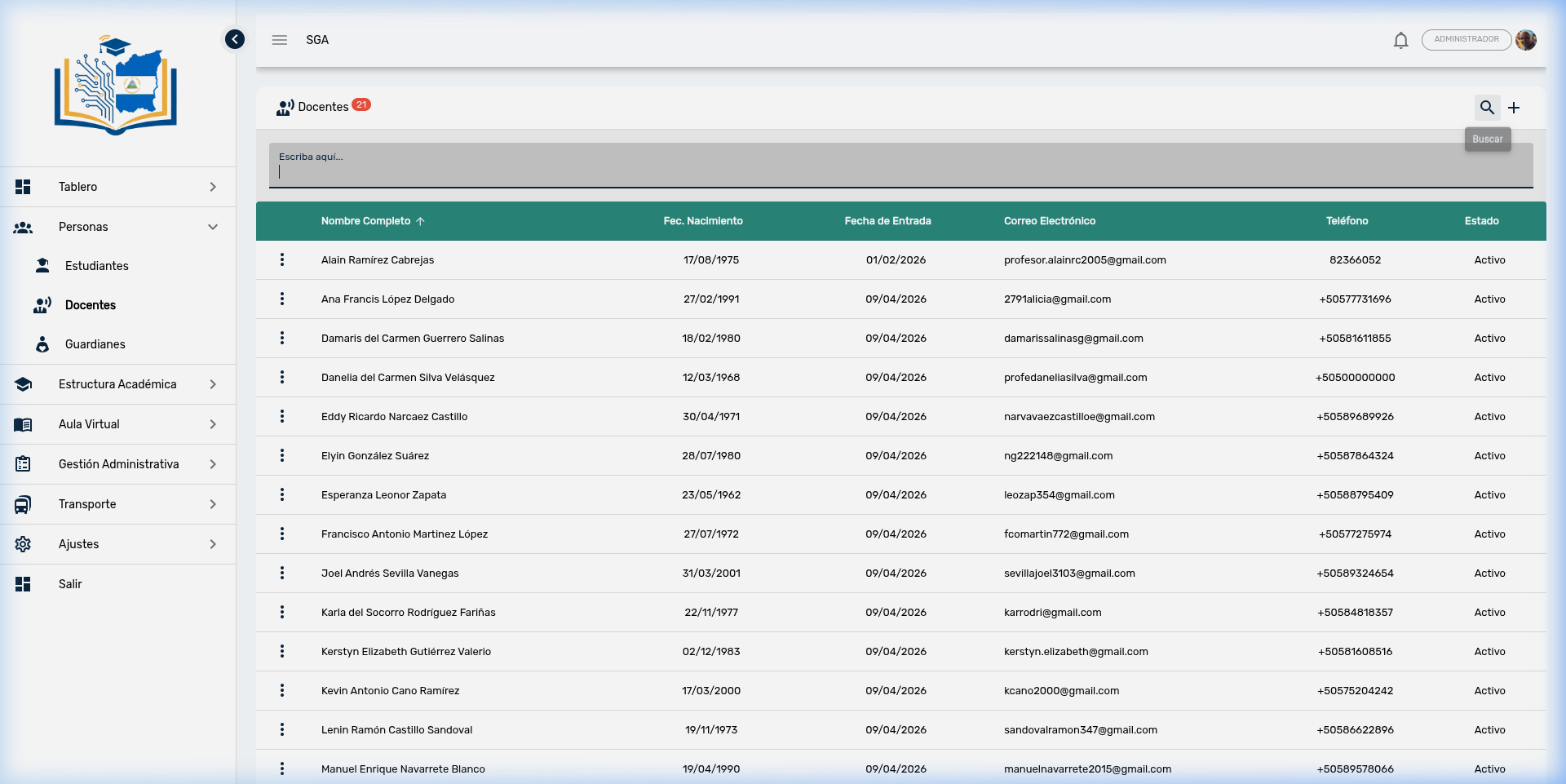 Búsqueda de Docentes