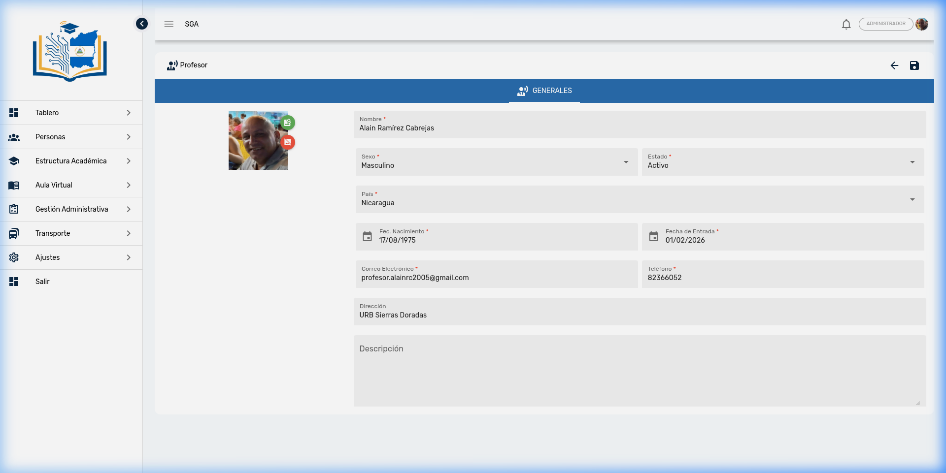 Datos Generales del Docente