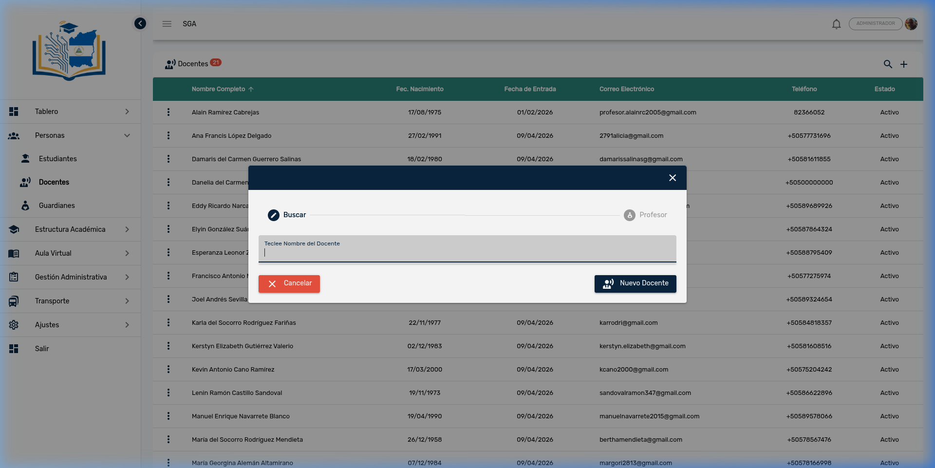 Buscar o Crear Docente