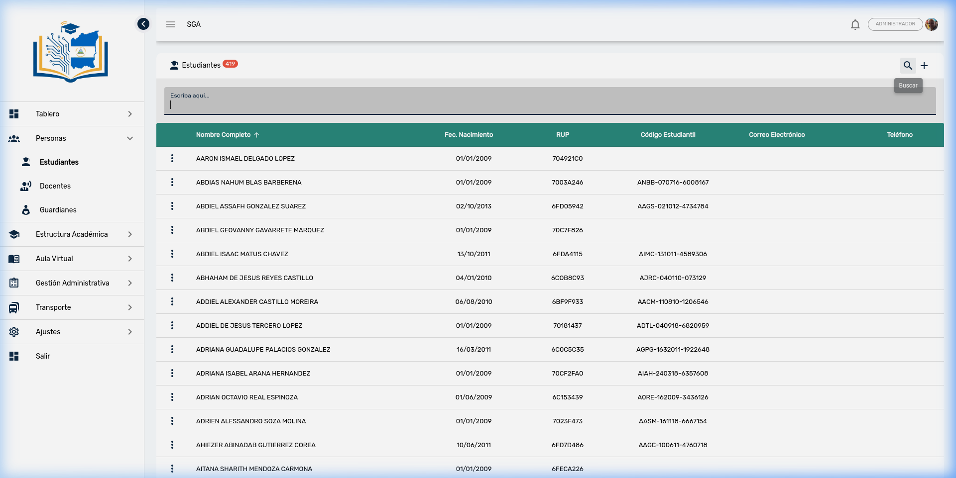 Búsqueda de Estudiantes