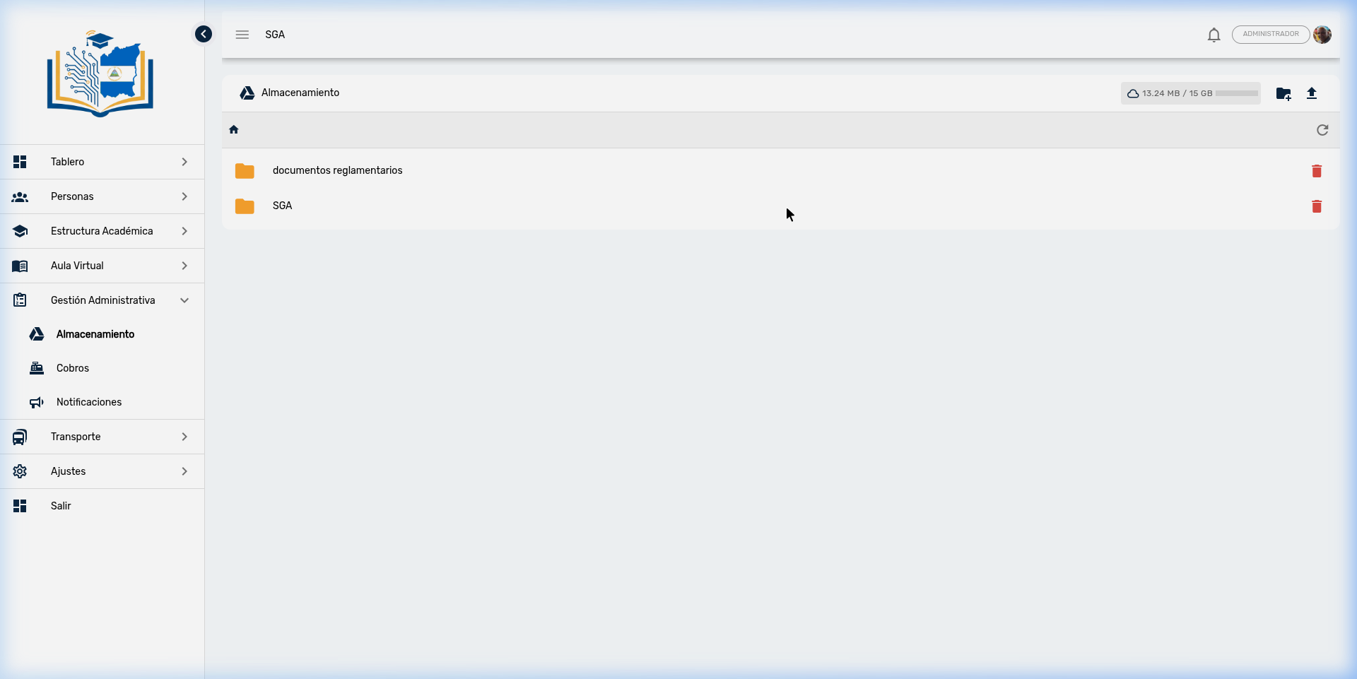 Explorador de archivos de Google Drive institucional