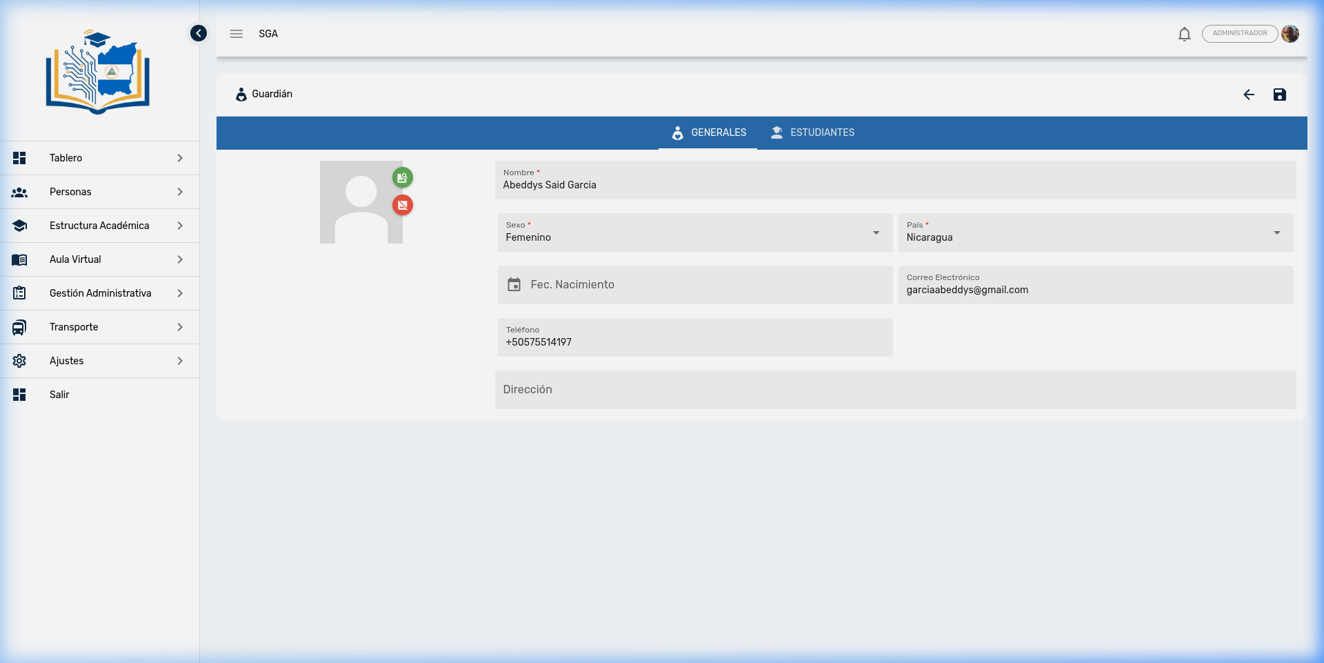 Datos Generales del Guardián