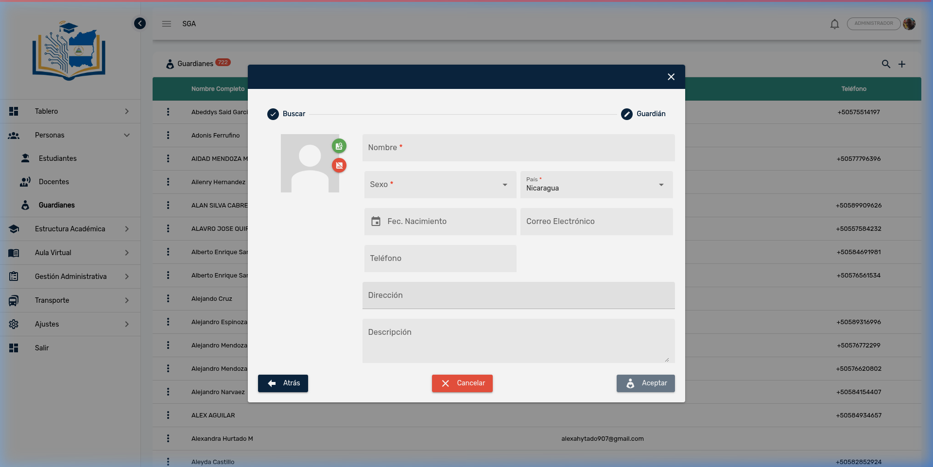 Formulario de Nuevo Guardián