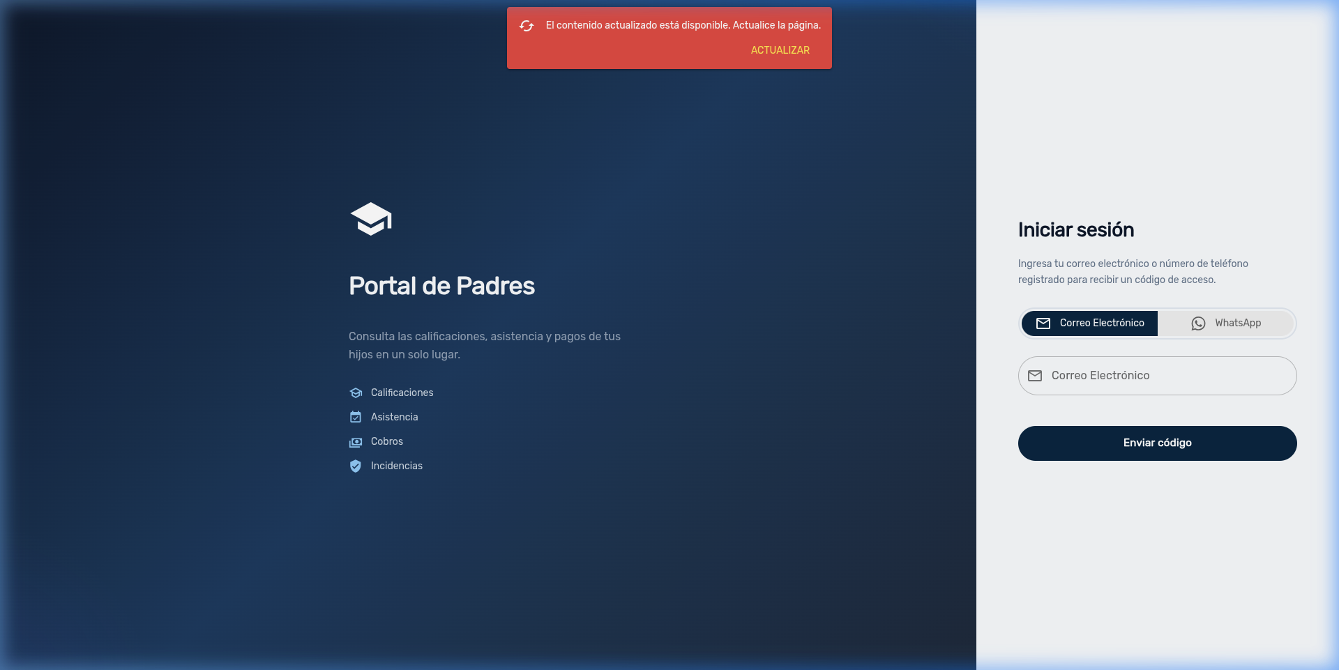 Inicio de sesión - Correo Electrónico
